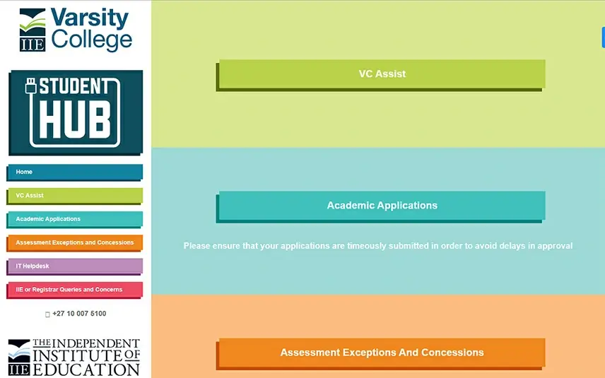 Varsity College website design by Church Web Studio