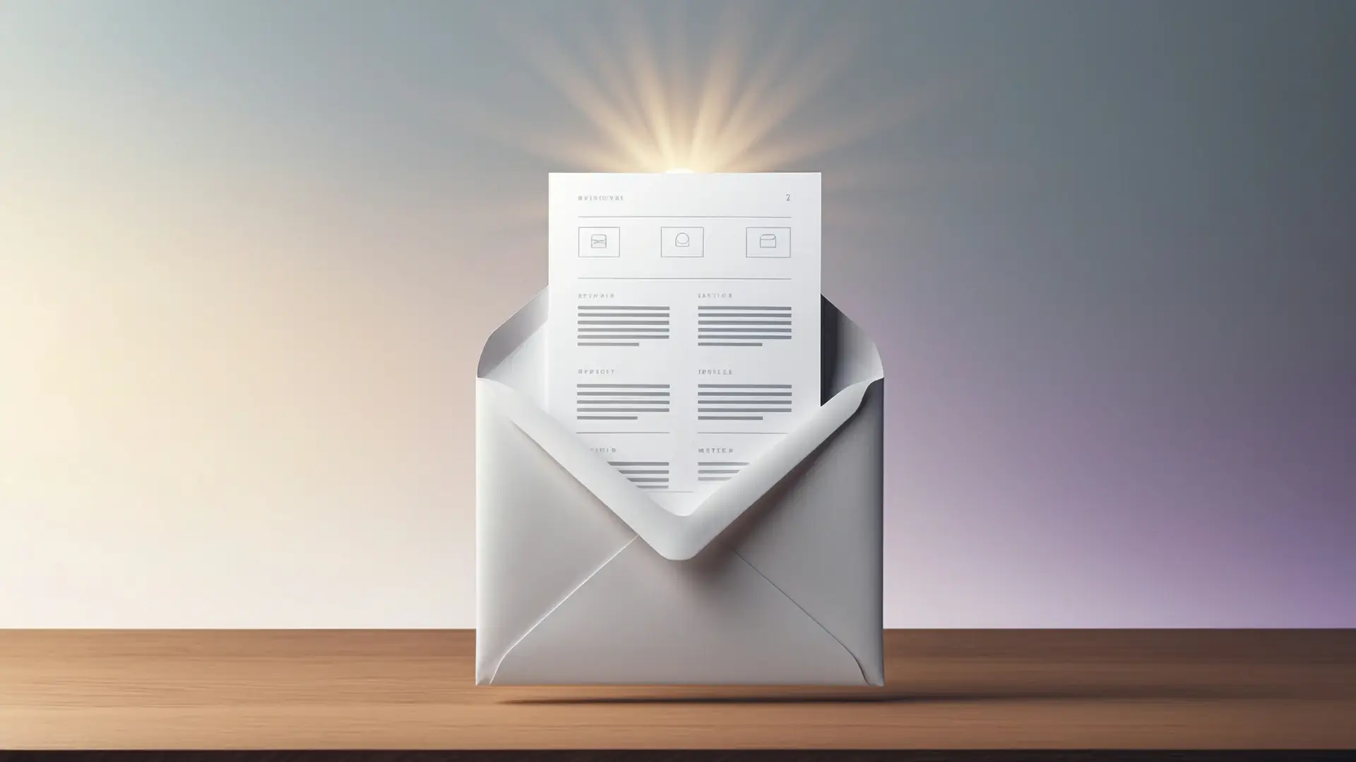 a letter in an envelope with sunlight behind it