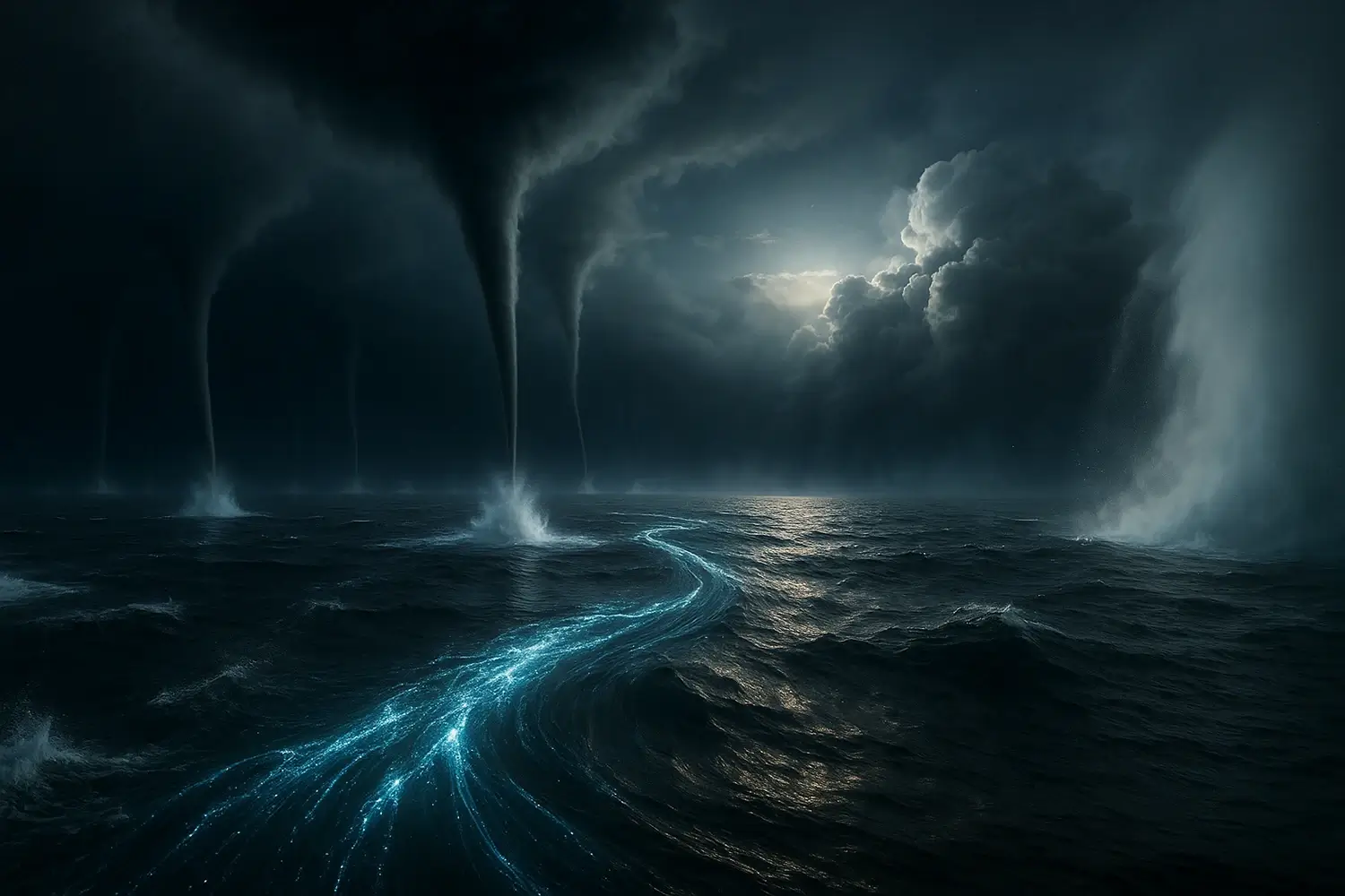 Creation scene depicting the second day from Genesis with sky and waters separated