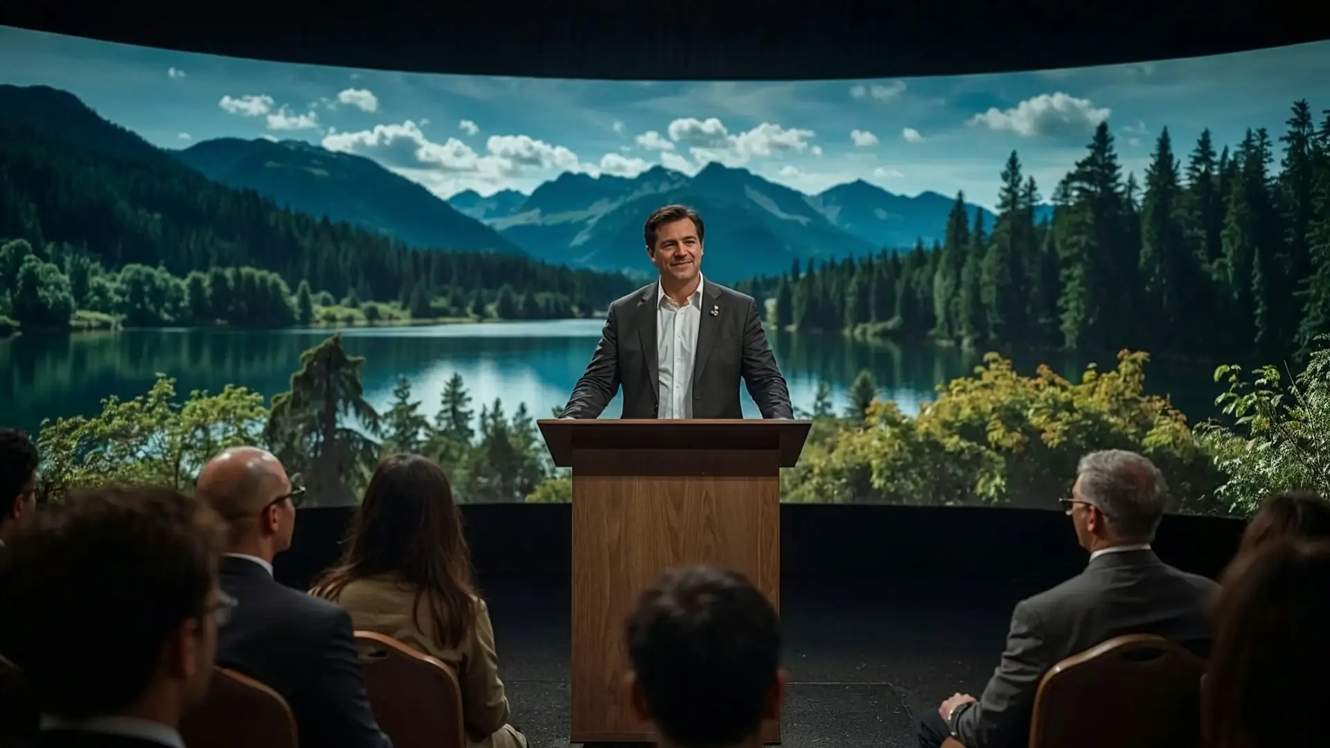 A public speaker giving a seminar