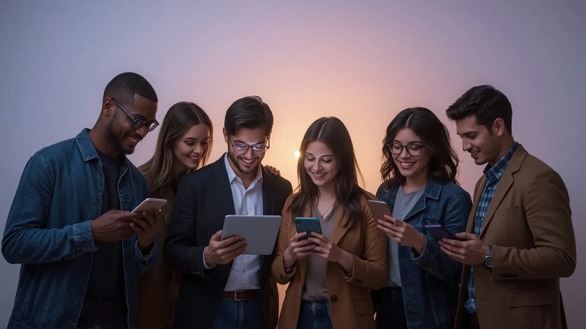 A group of church staff looking at their mobile devices